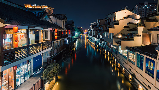 古建筑夜景无锡南长街夜景风光背景