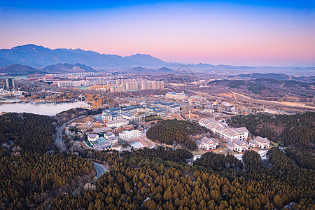 航拍夜景北京雁栖湖科学城图片