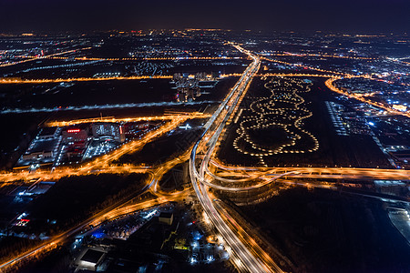 航拍夜景北京怀柔立交桥图片