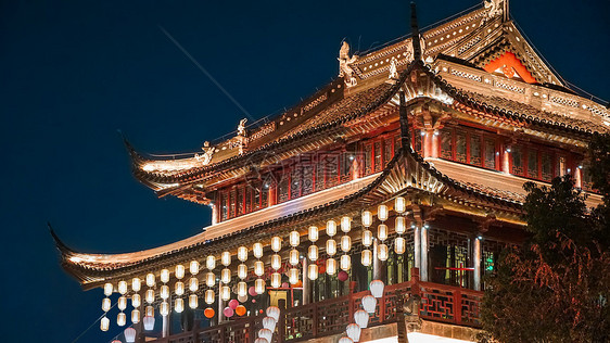 苏州盘门景区古典建筑夜景图片