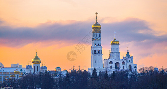 莫斯科克里姆林宫黄昏风景背景图片