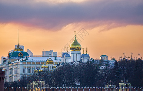 莫斯科克里姆林宫黄昏风景背景图片