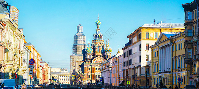 俄罗斯圣彼得堡建筑风光背景图片