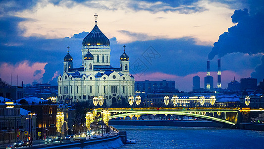 莫斯科夜景城市风光背景图片