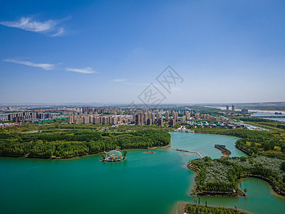 樱花手绘春和景明的宁夏银川风光背景