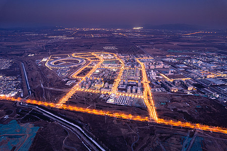 航拍夜景北京雁栖湖科学城背景图片