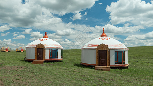 夏季草原旅游内蒙古希拉穆仁草原蒙古包背景