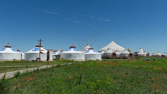 草原高山内蒙古高山牧场蒙古包夏季景观背景
