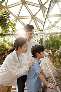 植物园里的一家三口图片