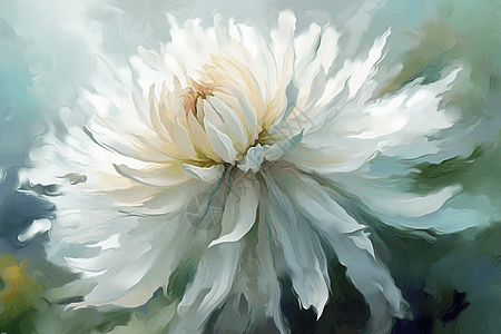 白色油画艺术风格的花朵高清图片