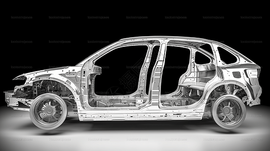 展示展板银色车架汽车模型铝制样式插画
