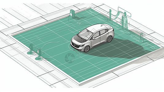 电动汽车充电基础设施的图纸模型高清图片