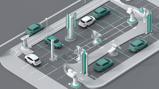 电动汽车充电基础设施的图纸模型图片