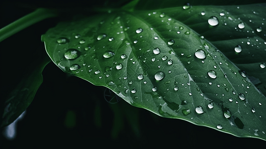 绿叶上的水滴马拉瑙艺术风格图片
