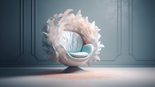 梦幻漂浮的羽毛的扶手椅图片