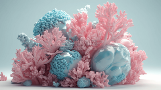 粉红色和蓝色的海珊瑚图片