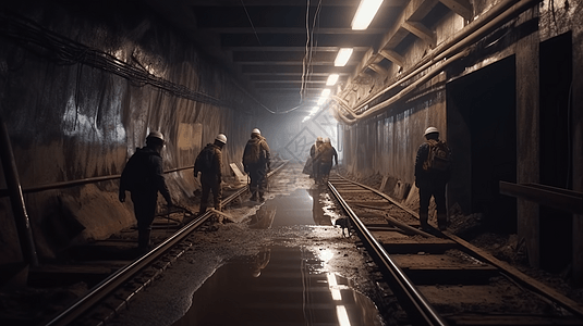 建设隧道的工人图片