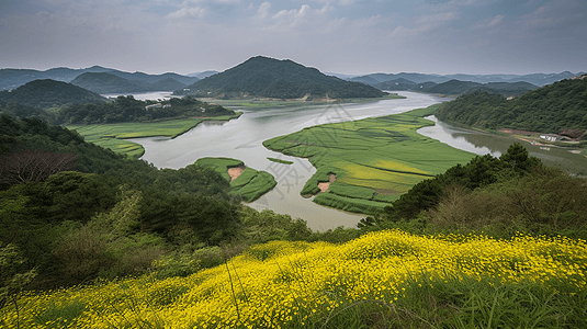 黄色油菜花田图片