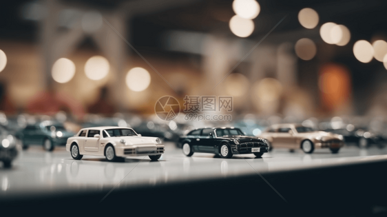 展示汽车和汽车的公共活动展厅的模糊，散焦背景，商业商业活动概念图片