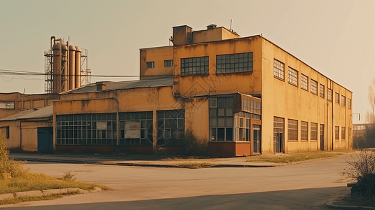 80年代工厂年代感老旧厂房背景