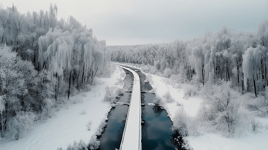 积雪下的管道系统高清图片