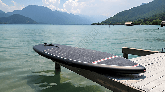 夏日海边的冲浪板背景图片