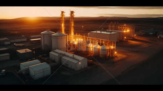 日出时的工业工厂图片