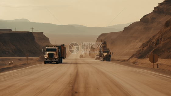 沙漠中的高速公路图片