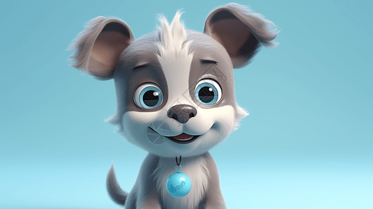 3D可爱的毛绒小狗图片