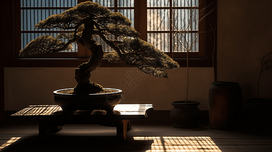 日系松树盆栽图片