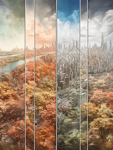 四季交替的风景图背景图片