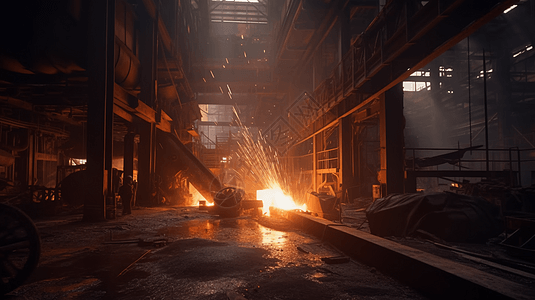 炽热的熔融金属工厂图片