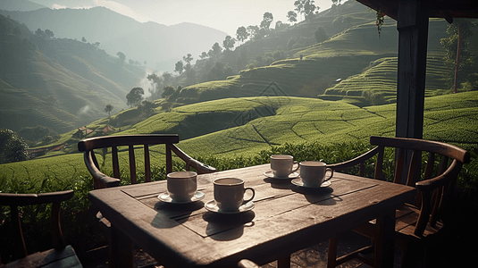 惬意的品茶时刻背景图片