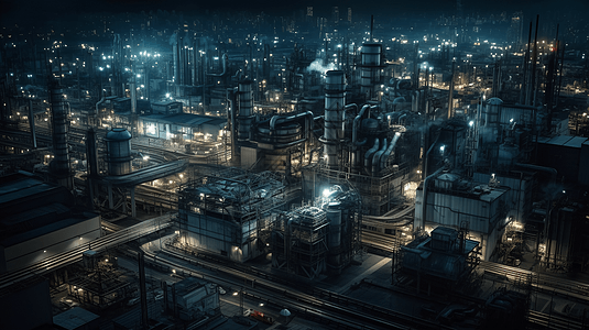 未来感的化工厂俯瞰背景图片