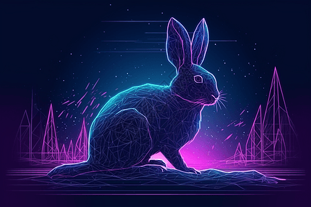 一只巨大的兔子插画图片