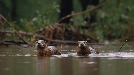 野生动物水獭背景图片