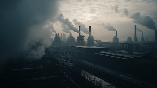 排黑烟的工厂背景图片