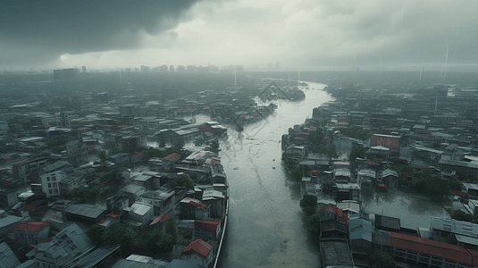 遭受洪水灌注的城市图片