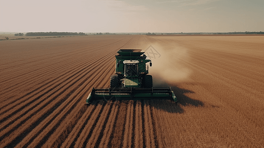 农民利用现代农业机器翻耕图片