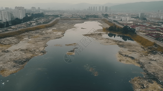 水污染俯瞰图背景图片