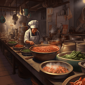 中式美食烹饪场景图片