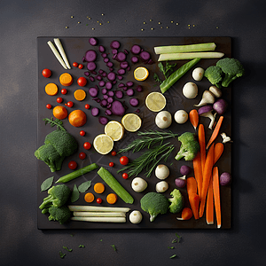 烤蔬菜食材展示俯视3d图片