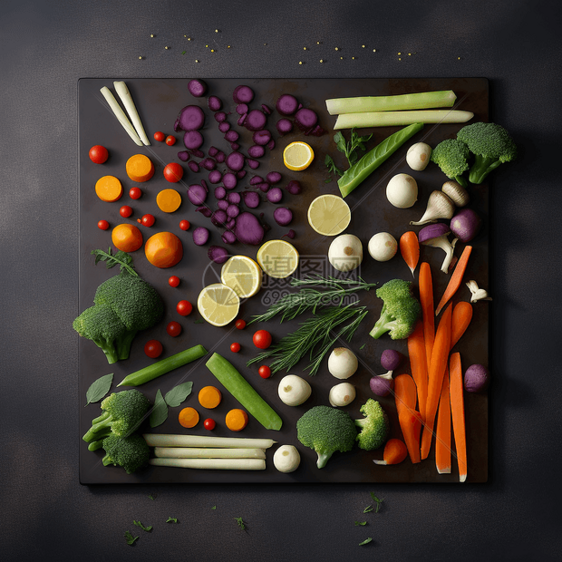 烤蔬菜食材展示俯视3d图片