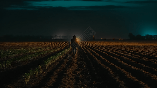 农夫工作到深夜图片