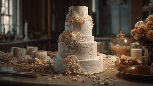 婚礼蛋糕3D渲染模型图片