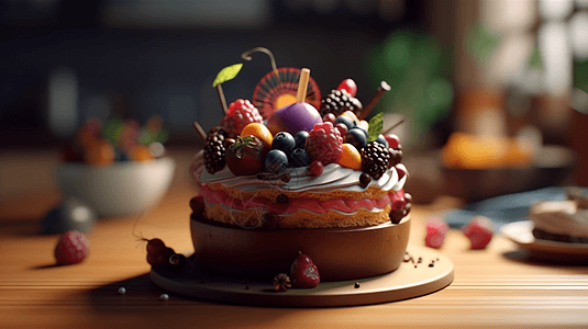 3D莓果甜点图片