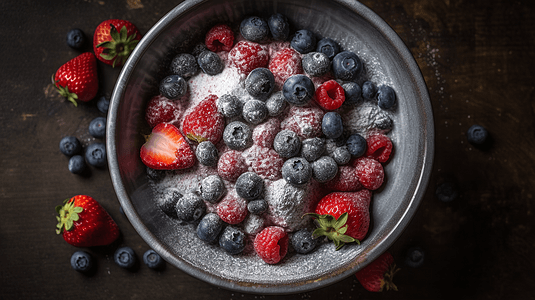 一碗混合莓果蓝莓树莓图片