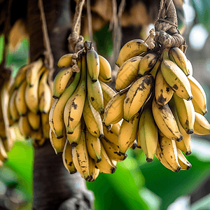果树上一串串成熟的香蕉图片