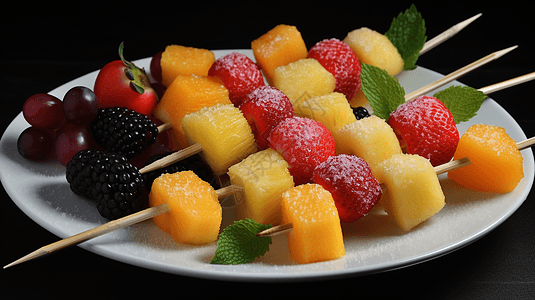 美味的水果串图片