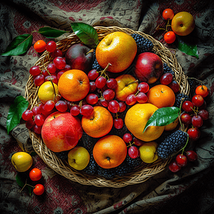 一篮种类丰富的水果图片